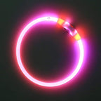 BSEEN Light Up Dog Collar, Rechargeable LED Dog Collar Waterproof Glowing Pet Collar TPU Cuttable Lighted Puppy Collar Safety Dog Lights for Night Walking (Pink 70cm)