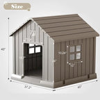 Dog House for Outdoor & Indoor Use with Window, Waterproof Ventilated Kennel with Elevated Floor, Easy to Clean Shelter for Small Medium Large Dogs (Grey, 37.2" L x 40" W x 40" H)