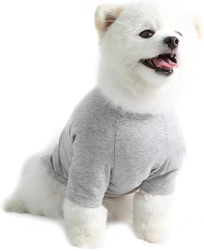 Dog Shirt for Small Dogs Plain T-Shirts Soft Breathable Dog Cotton Shirt pet Clothes (Large, Gray)