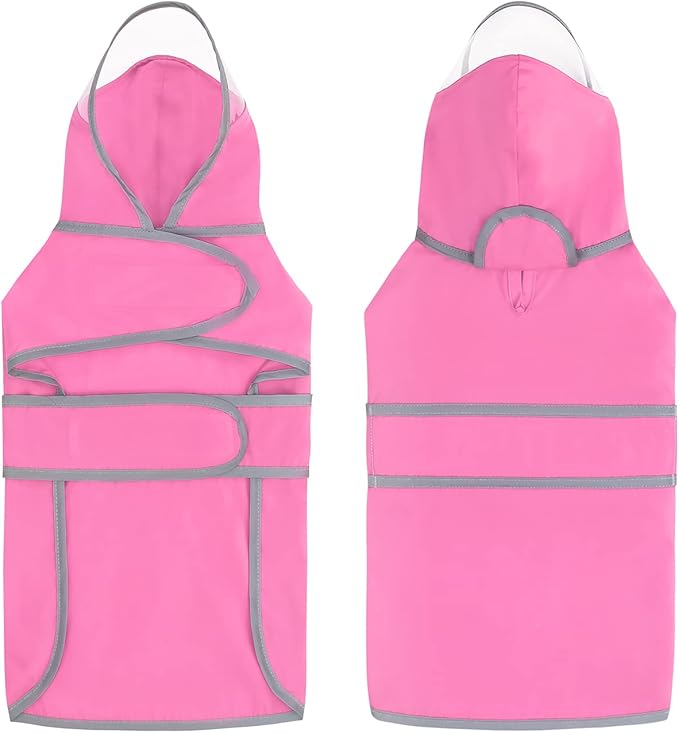 HDE Dog Raincoat with Clear Hood Rain Jacket Poncho for Small Medium Large Dogs Pink - S