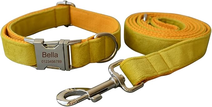 Dog Collar Custom Personalized Engraved Name and Phone Number for Puppy Small Medium Large Pets (S, Yellow)