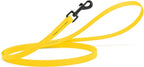 Dogline Biothane Waterproof Dog Leash Strong Coated Nylon Webbing with Black Hardware Odor-Proof Easy to Clean High Performance for Small or Large Dogs Made in USA 4 or 6 ft Lead, Lemon Yellow