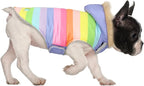 HDE Dog Puffer Jacket Fleece Lined Warm Dog Parka Winter Coat with Harness Hole Pastel Rainbow - S
