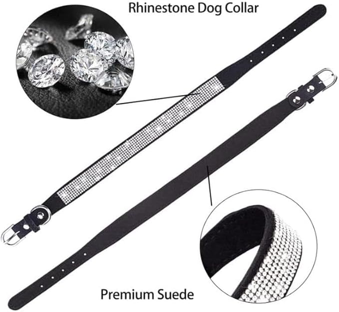 Serijoars Small Dog Collar with Rhinestone Crystal Diamond Colorful Bling Girl Puppy Cat Collars (S, Pink)
