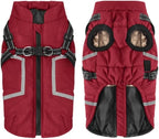 Warm Dog Coat Reflective Jacket, Waterproof Winter Coat for Dogs Turtleneck Dog Clothes for Cold Weather (Red, M(Chest:15.7-17.3",Neck:(14.5"))