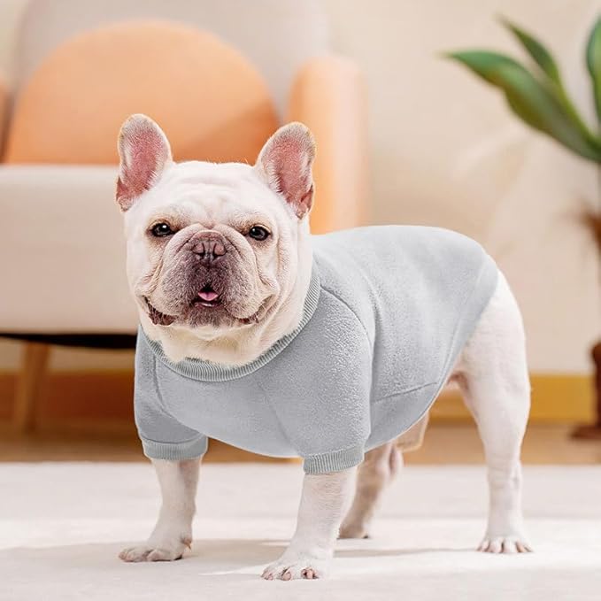 Idepet Dog Fleece Sweater, Small Dogs Shirt Pullover Sweatshirt Pet Dog Clothes Soft Puppy Sweater Warm Winter Shirt Classic Cat Apparel for Small Dogs and Cats (X-Small, Grey)