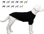 Lovelonglong Ribbed Dog T-Shirt Cotton Knitted Dog Sweaters for All Season Pet T-Shirts for Large Medium Small Dogs Black L