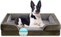 Comfort Expression Orthopedic Dog Bed for Medium Dogs 30x20 Inch, Waterproof Egg Crate Foam Medium Pet Bed with Removable Bolsters, Dog Couch with Washable Cover & Non-Slip Bottom, Grey Green