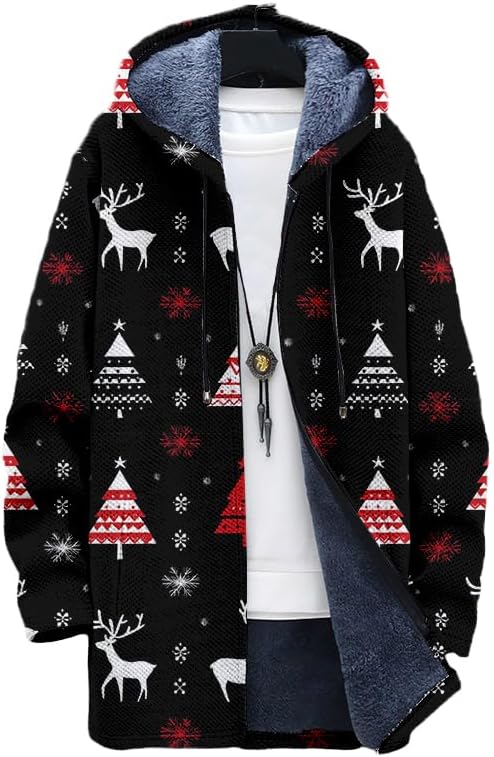 Oversized Full Zip Hoodie for Men Sherpa Fleece Lined Jacket with Hood Soft Warm Winter Coat with Pockets