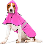 Reflective Puppy Raincoat - Waterproof Adjustable Pet Hooded Slicker Poncho Raincoats Jacket, Lightweight Dog Rain Coat(Pink, Small)