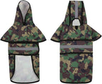HDE Dog Raincoat Jacket Reflective Adjustable Hooded Pet Poncho Rain Coat with Leash Hole for Small to X-Large Dogs Camo - M
