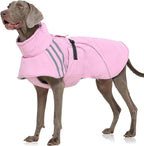 FUAMEY Dog Cold Weather Coats,Dog Winter Jackets for Large Dogs Warm Dogs Coat with Reflective Strips Waterproof Pet Snowsuit Thick Paded Pets Vest for Labrador Golden Retriever Pink XL