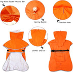 Reflective Dog Raincoat Waterproof Adjustable Dog Hooded Poncho Raincoat for Medium Large Dogs, Lightweight Pet Rain Jacket (Orange, L)
