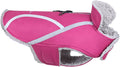 VIVAGLORY Frostfit Dog Coat, Dog Jacket for Winter & Cold Weather, Warm Fluffy Fleece Lined Water Resistant Reflective for Puppy, Coat with Velcro Fastening & Leash Hole, S, Fuchsia