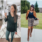 Tobrief Women's Long Sleeve V-Neck Shirts Fall Graphic Tees Loose Casual T-Shirt