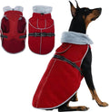 Insulated Dog Winter Jacket with 2 Layer Warmth, Hard Shell Pet Coat with Full-Body Reflective Strip, Waterproof & Thick Coats for Large Dogs with Leash Portal, Durable 3D Belly Cut Clothes(Wine, L)