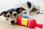 3-in-1 Eco-Friendly Dog Squeaky Toys for Medium Small Puppy Breed Dogs, Dog Toys for Beagle Corgi Frenchie to Keep Them Busy Snuffle Toy for Dogs with Treat Dispenser Tug off Toy Play, Bottle-Shaped