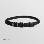 CollarDirect Rolled Leather Dog Collar, Soft Padded Round Puppy Collar, Handmade Genuine Leather Collar Dog Small Large Cat Collars 13 Colors (11-14 Inch, Black Textured)