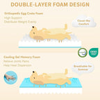 Orthopedic Dog Beds for Large Sized Dogs, Waterproof Memory Foam Large Pet Bed with Sides 36x27Inch, Non-Slip and Egg-Crate Foam Big Dog Couch Bed with Removable Washable Cover, Light Grey