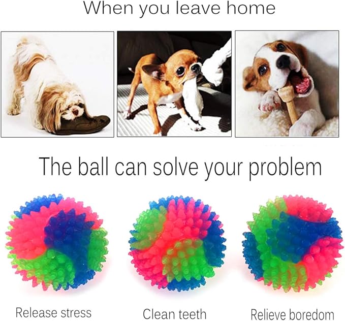 FineInno 2Pcs Dog Balls,2inch Light Up Dog Balls,Flashing Elastic Ball,Glowing Interactive Led Pet Toys for Puppy Small Medium Dogs Cats