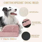 Comfort Expression Orthopedic Dog Bed for Extra Large Dogs 42x30 Inch, Waterproof Supportive Egg Crate Foam XL Pet Bed with Removable Bolsters, Dog Couch with Washable Cover & Non-Slip Bottom, Pink