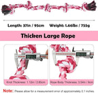 SZEE Dog Rope Toy for Large Dogs, 37 Inch 5 Knots, Large Dog Toys for Aggressive Chewers, Durable & Tough Tug of War Rope, for Teeth Cleaning & Boredom Relief (Pink)