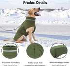 Dog Coat, Waterproof Winter Jacket, Warm Windproof Vest, Reflective Adjustable Turtleneck Coats for Large Dogs with Hook & Loop - Green - XL