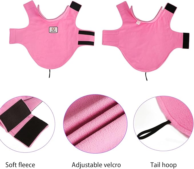 Fleece Dog Coat Winter Pet Jacket Reflective for Cold Weather for Large Medium Small Dogs(Pink,3XL)