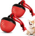 Interactive Dog Toys Ball, 2026 New Smart Pet Puppy Ball with Ropes, Random Path Electric Automatic Moving and Rolling Dogs Toy, for Small Medium Large Dogs Daily Training (Red*2)