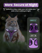 FAYOGOO Cat Harness, Cat Leash and Harness Set for Walking Escape Proof, Harness for Small Cats/Small Dogs, Large Kitten/Puppy Harness and Leash, Harness for Cats,XXL(Modern Violet, Medium)