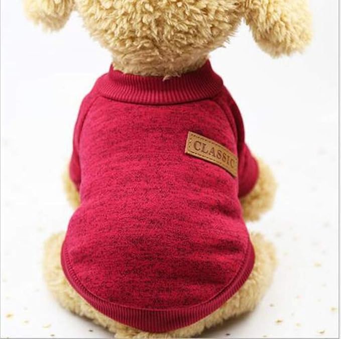 Idepet Pet Dog Classic Knitwear Sweater, Fleece Coat for Small,Medium,Large Dog,Warm Pet Dog Cat Clothes,Soft Puppy Customes (S, WineRed)