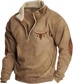 HOTYD Aztec Cowboy Mens Hoodie Vintage Graphic Western Hoodies Casual Long Sleeve 1/4 Zip Pullover Mens Country Jacket