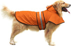 HDE Dog Raincoat Jacket Reflective Adjustable Hooded Pet Poncho Rain Coat with Leash Hole for Small to X-Large Dogs Safety Orange - L