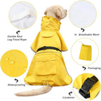 Dog Raincoat Waterproof Dog Rain Coat with Hoodile, Reflective Adjustable Lightweight Pet Rain Jacket for Medium Large Dogs(Yellow, 7XL)