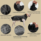 Adjustable Waterproof Dog Raincoat for Dogs,Lightweight Pet Rain Jacket Puppy Clothes with Reflective Strip for Small Medium Large Dogs (Black, 3X-Large)