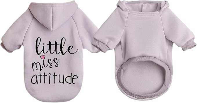 Cat Hoodies for Cats Puppy Pet Clothes Cat Apparel Little Miss Attitude Print Dog Hoodie for Small Medium Dogs Outfits for Kittens(Purple,M)