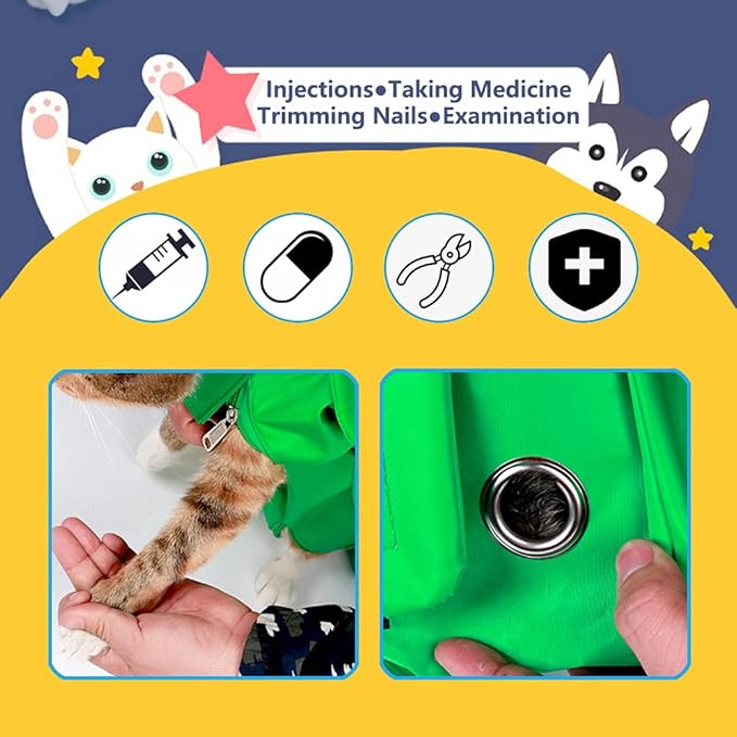Kukaster Pet Cat’s Restraint Bag for Claw Care Nail Trimming Anti-Scratching Grooming Bag for Cats Medical Examination(Orange-s)