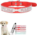Serijoars Small Dog Collar with Rhinestone Crystal Diamond Colorful Bling Girl Puppy Cat Collars (M, Red3)