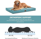 Outdoor Extra Large Dog Crate Bed, XXL Waterproof Dog Bed for Giant Breeds Dogs, 47x29 Inch Orthopedic Egg Crate Foam Pet Mat with Removable Cooling Cover, Light Blue