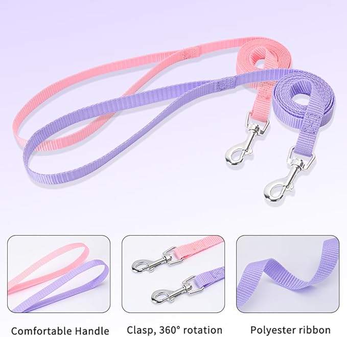 Step in Dog Harness and Leash Set, Flower Adjustable Easy Walk Puppy Harnesses, Soft Mesh Pet Vest Harness Small Size Dog Adjustable No Pull Harness for Small Medium Dogs(Lightpurple, M)