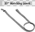 Ihoming Dog Collar and Leash Set for Daily Outdoor Walking Running Training, Chess Board Design for Large Boys Girls Dogs Cats Pets, L-Up to 80LBS