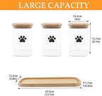 Dog Treat Container Airtight, 37oz Glass Dog Food Storage Set of 3, Pet Food Storage with Bamboo Lid, Small Pet Treat Canister,Puppy Food Bin for Kitchen Counter,Freshness Seal-Clear