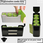 Dog Poop Bag Dispenser - Magnetic Mount - Indoor/Outdoor - Wall Mount - Waste Bag Dispenser - Magnet - Screw-on - Storage - Container + 60 Waste Bags (Black)
