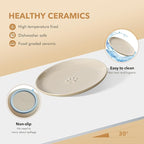 6.1'' Ceramic Wide Cat Dishes, Set of 3 Ceramic Cat Bowls, 3 Colors Indoor Kitten Feeding Wet & Dry Shallow Food Dish Anti Whisker Fatigue(3 Pcs)