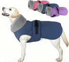 PETDSH Dog Coat Large, Windproof Dog Jacket with Warm Fleece Lining, Thickened Collar Dogs Winter Coat, Adjustable Reflective Pet Coats for Cold Weather (Navy Blue, XX-Large)