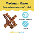 hotspot pets Braided Bully Sticks for Dogs - 6 Inch Stix (10 Pack) All Natural Long Lasting Twisted Beef Pizzle Dog Chew Treats - Low Odor, Grain Free Fully Digestible Rawhide Alternative Sticks