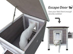 Rockever Outdoor Cat House, Large Outdoor Houses for Feral Cats with Self-Warming Mat Wooden Outside Cat Shelter Weatherproof with Escape Door