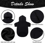KOOLTAIL Basic Dog Hoodie - Soft and Warm Dog Hoodie Sweater with Leash Hole and Pocket, Dog Winter Coat, Cold Weather Clothes Sweatshirt for Small Medium Large Dogs Puppy Cat Boys Girls Black XS