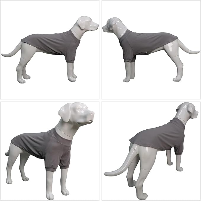 Lovelonglong Ribbed Dog T-Shirt Cotton Knitted Dog Sweaters for All Season Pet T-Shirts for Large Medium Small Dogs Dark Gray S