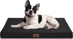 Outdoor Orthopedic Dog Bed for Medium Dogs & Cats, Waterproof Flat Pet Mat with Egg Crate Foam & Washable Removable Oxford Cover, 30x20 Inch, Black